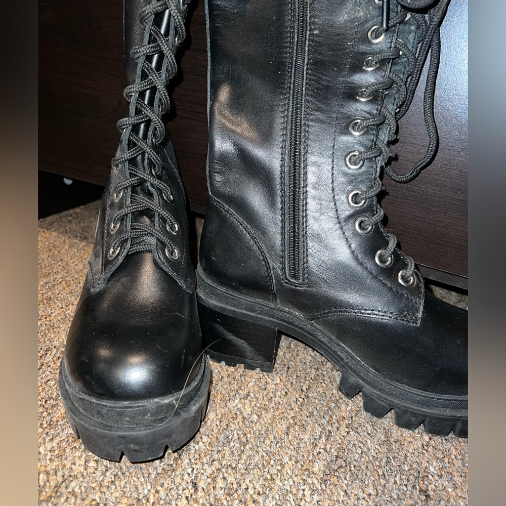 Tall Black Combat Boots